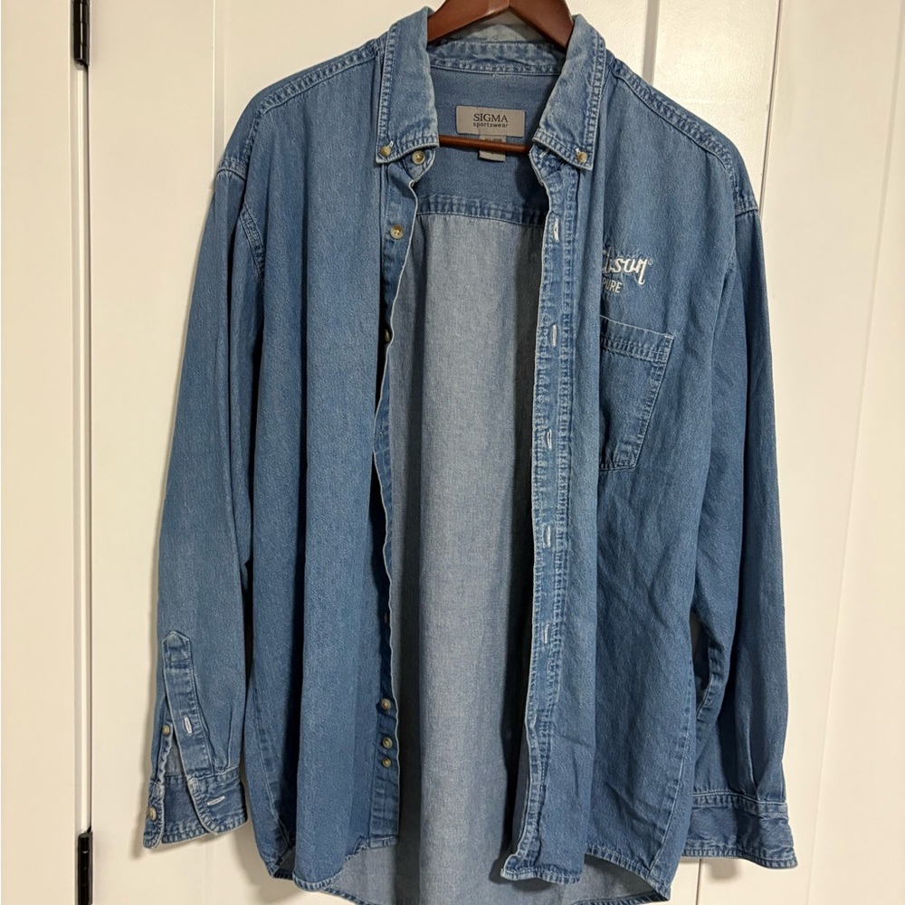 Sigma Sportswear Denim Button up Shacket Classic Blue Shirt‎ Jacket Size Large